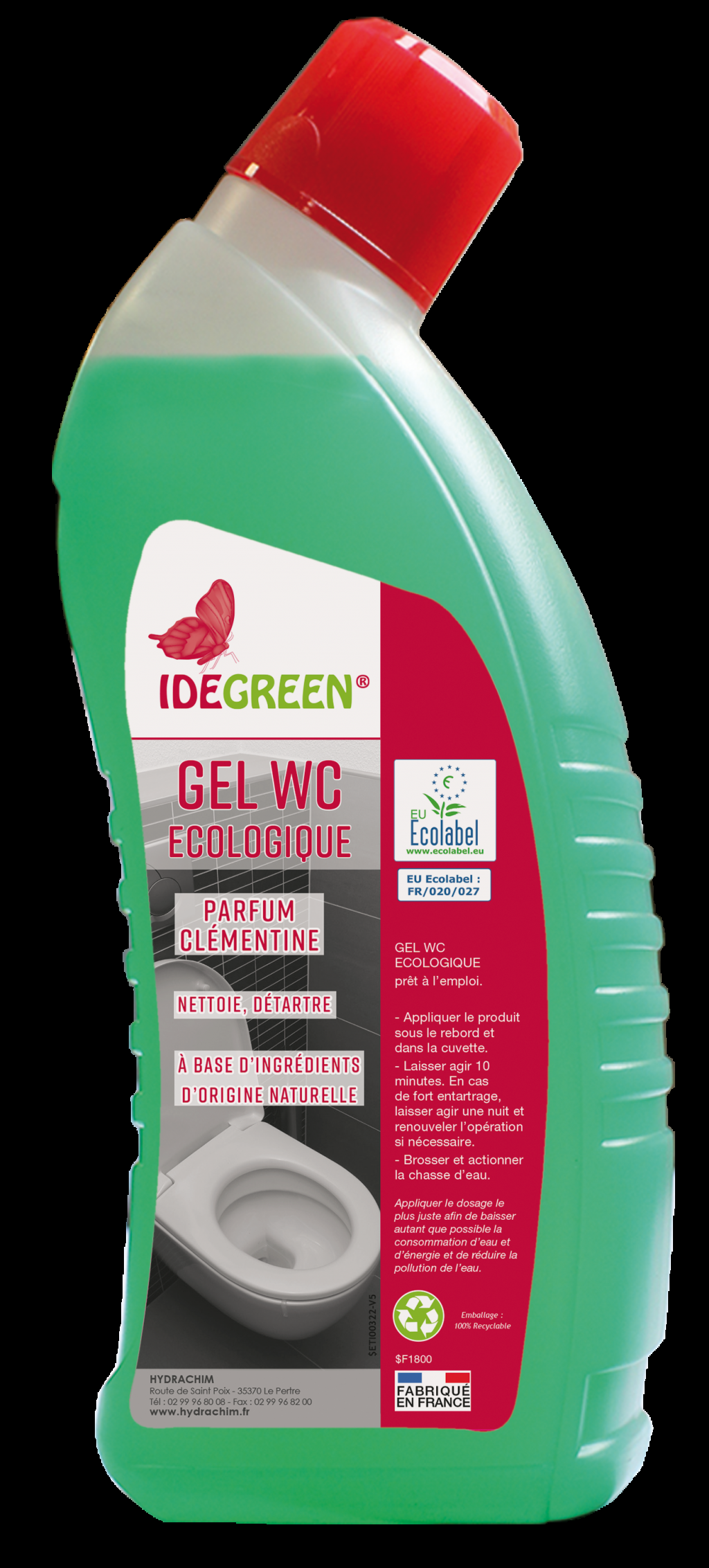 Acheter Gel WC écologique en grosse quantité parfum clémentine ECOLABEL IDEGREEN à Paris